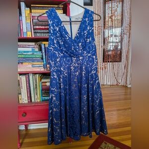 Blue Lacey Cocktail Dress